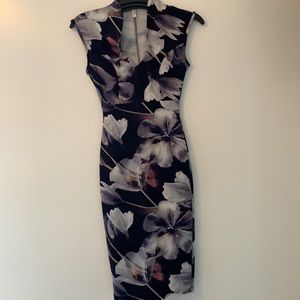 GLARE Dress Blue Floral Print Bodycon